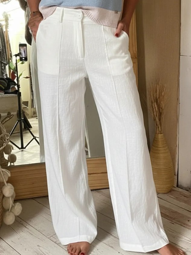 Women Plain Long Buttons Pants Casual Spring/Fall Trousers