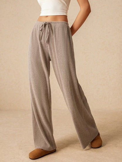 Women Plain Long Elastic Waist Pants Casual Spring/Fall Trousers