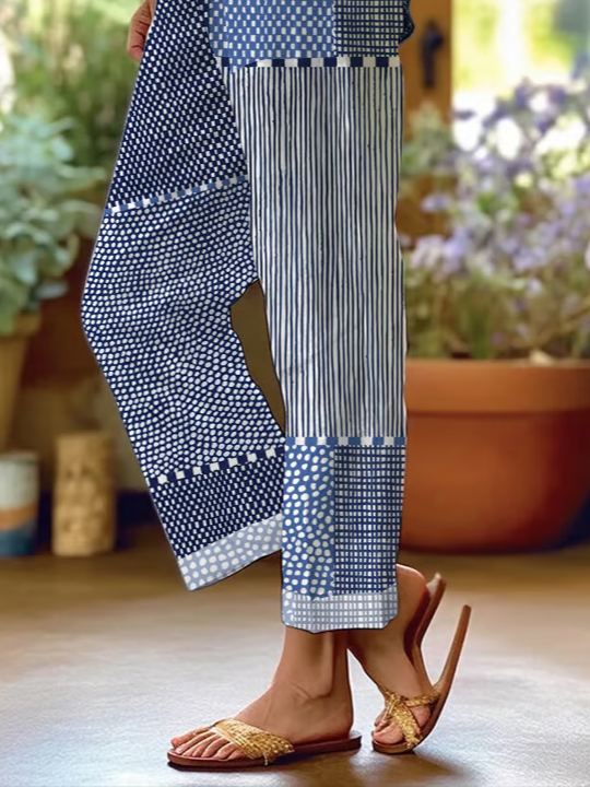 Women Striped Long Pants Casual Spring/Fall Trousers